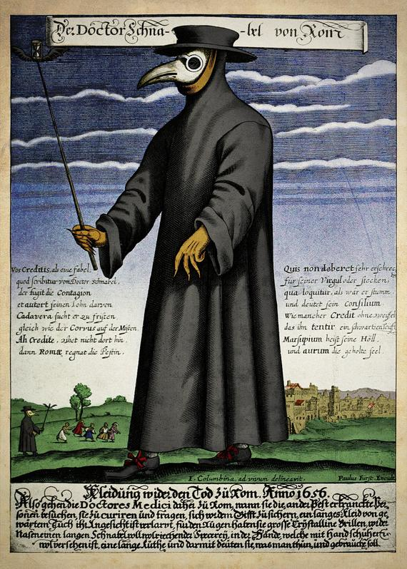 SCP-049 - Tranh khắc Der Doctor Schnabel von Rom (1656) mô tả bác sĩ dịch hạch với chiếc mặt nạ mỏ chim đặc trưng và bộ đồ bảo hộ dài phủ kín người.