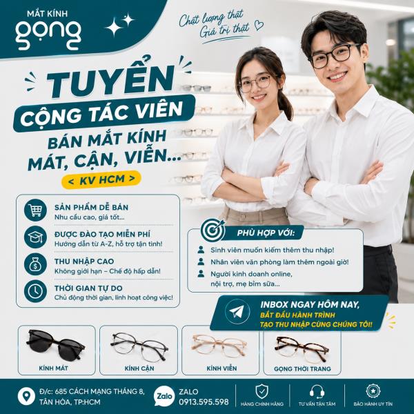 TUYỂN CỘNG TÁC VIÊN CHUỖI MẮT KÍNH GỌNG
