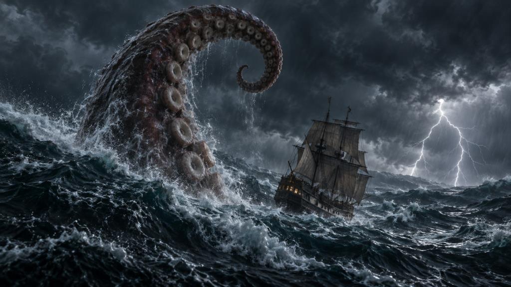Kraken: từ xúc tu nuốt tàu đến mực khổng lồ được quay dưới biển sâu