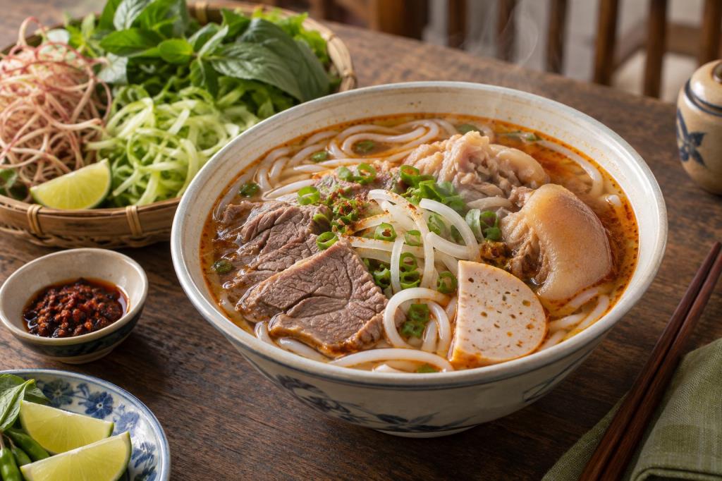 Cách nấu bún bò Huế đậm vị, thơm sả và nước dùng không bị đục