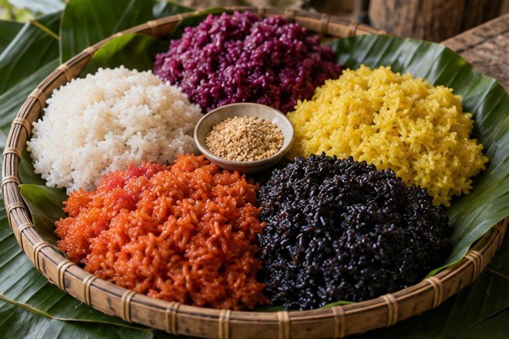 Mâm cơm người Tày vùng Đông Bắc: xôi ngũ sắc, khâu nhục và ký ức nhà sàn
