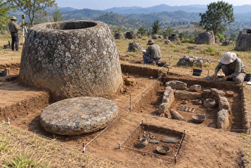 Cụm chum đá cổ trên cao nguyên Xieng Khouang của Lào