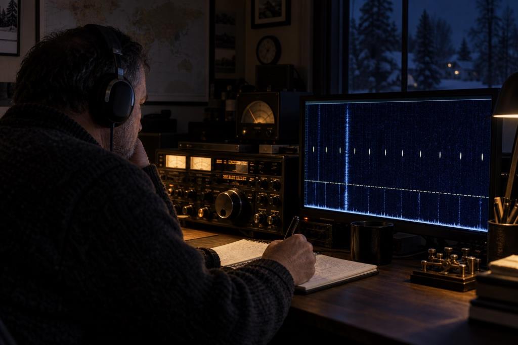 Người nghe radio sóng ngắn theo dõi tín hiệu UVB-76 trong đêm