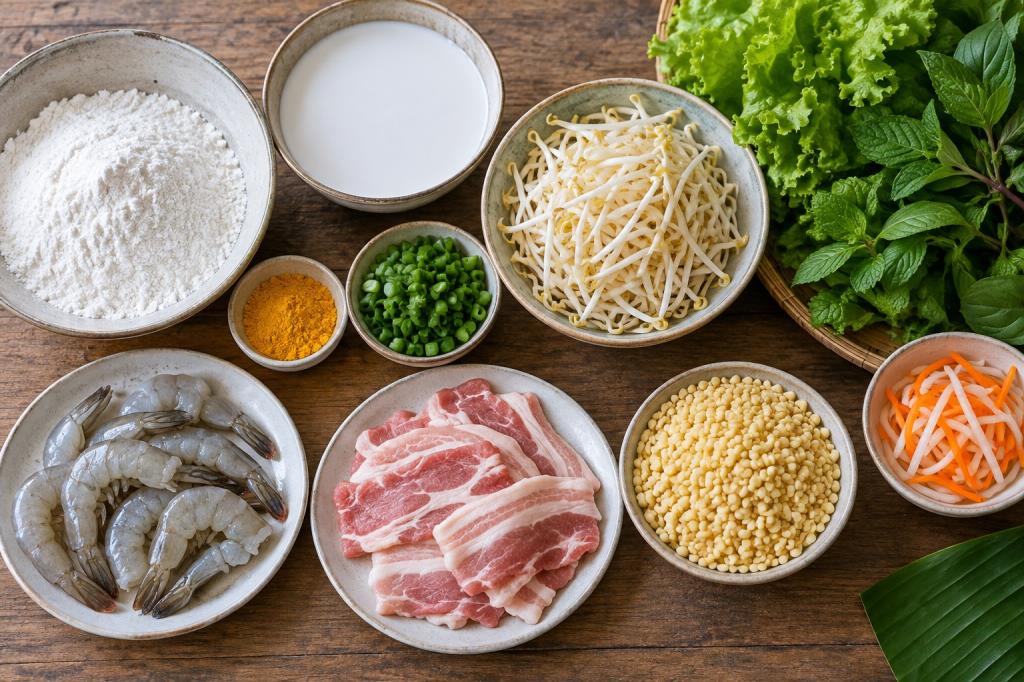 Nguyên liệu làm bánh xèo miền Nam
