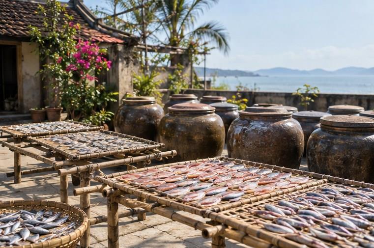 Ngư dân đưa cá vào bờ lúc bình minh