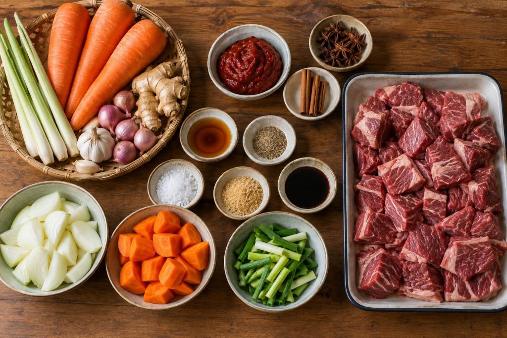 Nguyên liệu nấu bò kho