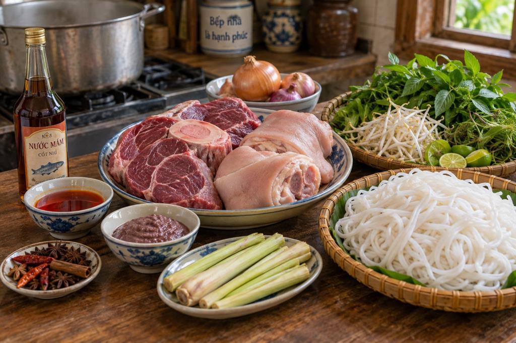 Nguyên liệu nấu bún bò Huế