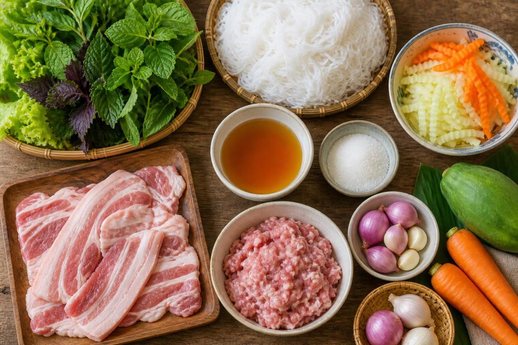Nguyên liệu làm bún chả Hà Nội