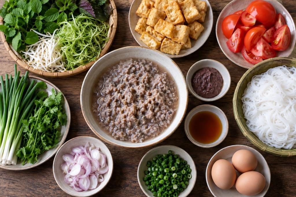 Nguyên liệu nấu bún riêu cua