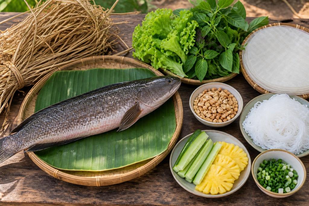 Nguyên liệu cá lóc nướng trui