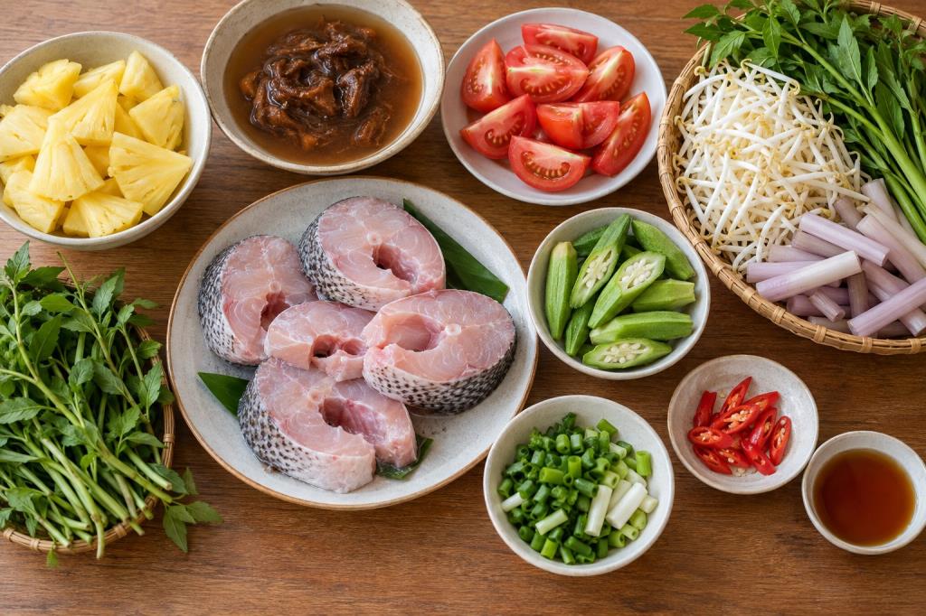 Nguyên liệu nấu canh chua cá lóc