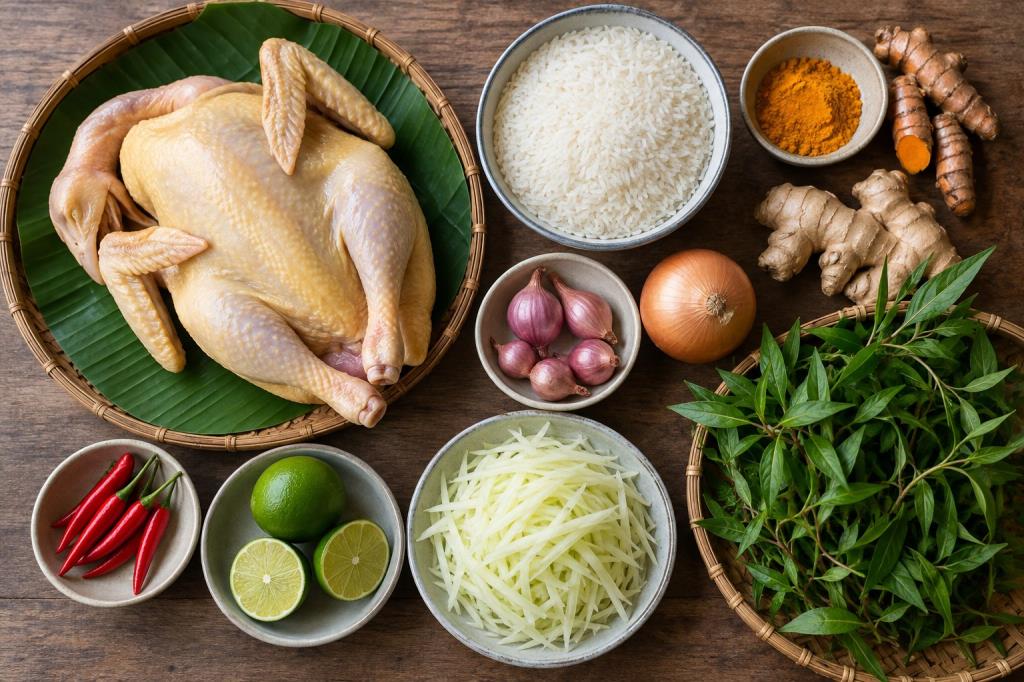 Nguyên liệu làm cơm gà Hội An