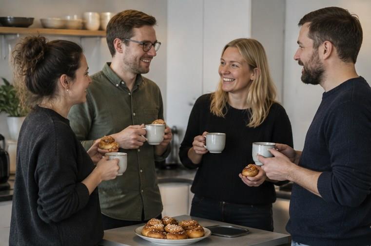 Cà phê và bánh quế trong một buổi fika