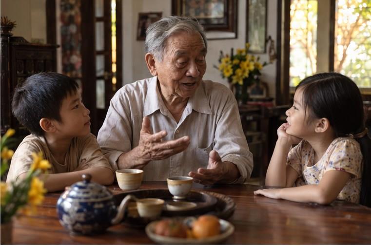 Đôi tay mở hộp ảnh và thư cũ