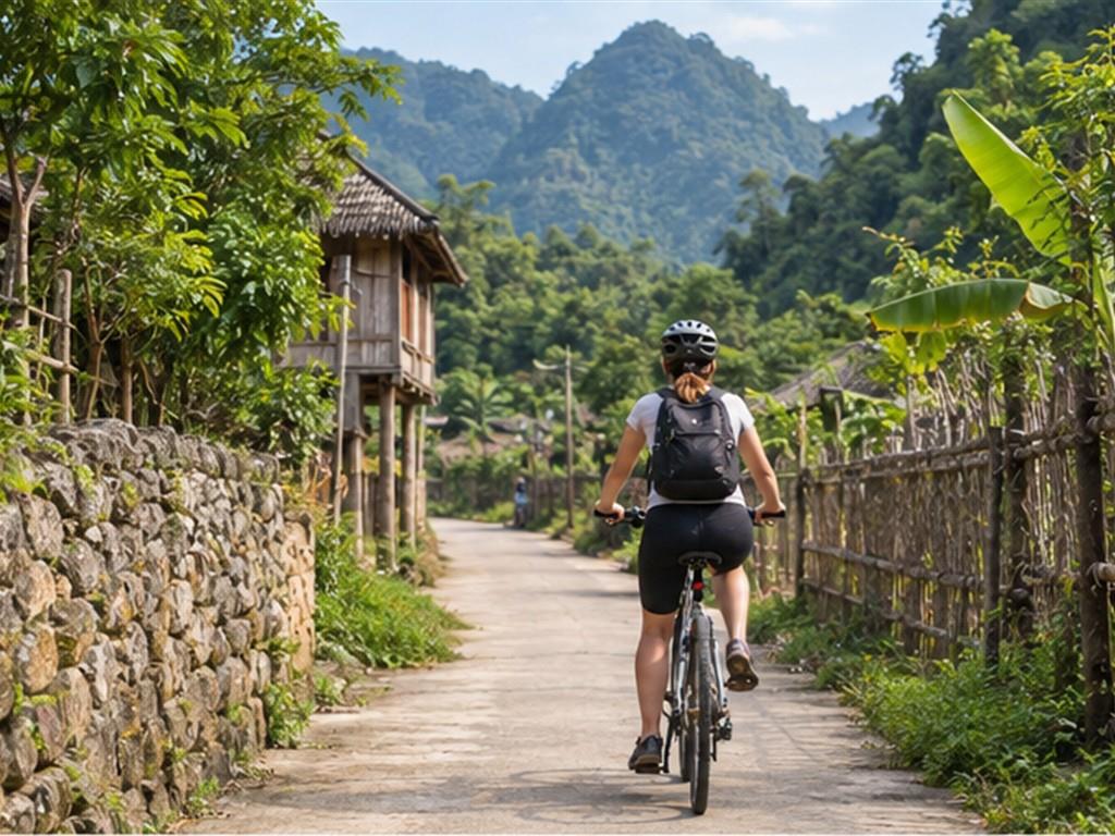 Đạp xe là cách cảm nhận thung lũng nhưng phải nhường đường cho sinh hoạt địa phương.