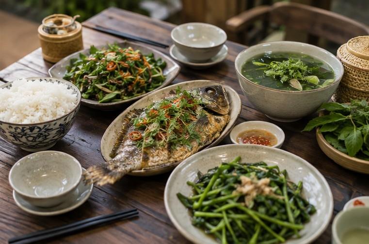 Mâm cơm Việt dùng chung