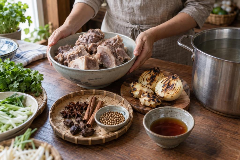 손질을 마친 쌀국수 재료