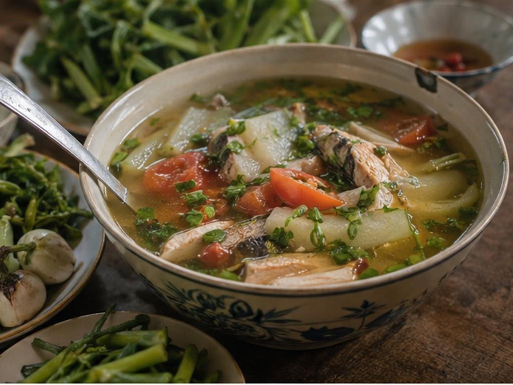 Món kho nóng và cơm trắng tạo cảm giác ấm trong ngày mưa.