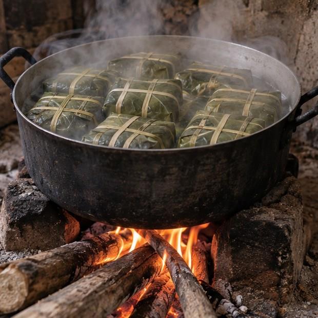Nồi bánh sôi trong nhiều giờ