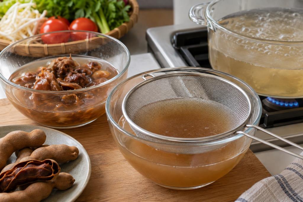 Lọc nước me nấu canh chua