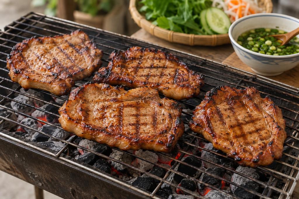 Nướng cốt lết cho cơm tấm