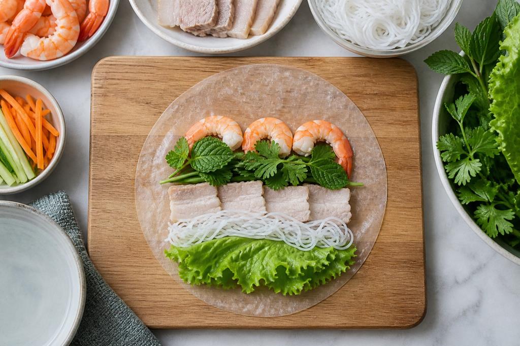 Xếp nhân trên bánh tráng