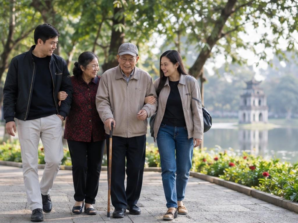 Đi cùng cha mẹ cần tôn trọng nhịp bước và lựa chọn của họ.