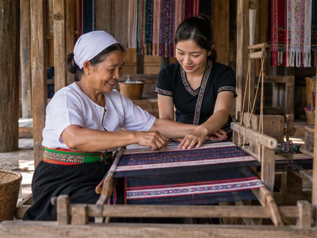 Tìm hiểu nghề dệt cần xin phép và tôn trọng thời gian của người làm nghề.
