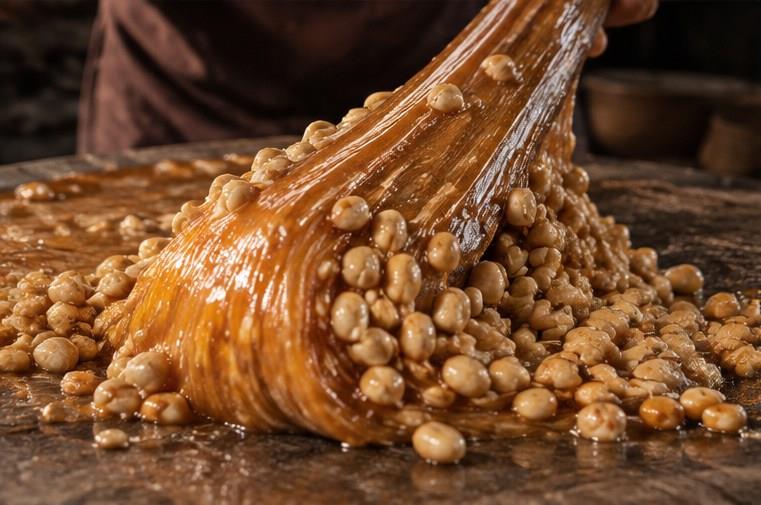 Mè được rang đều trong chảo