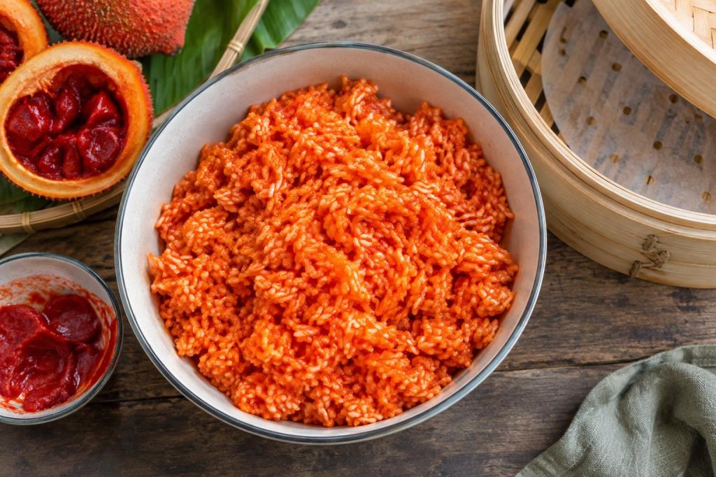 Trộn gấc với nếp