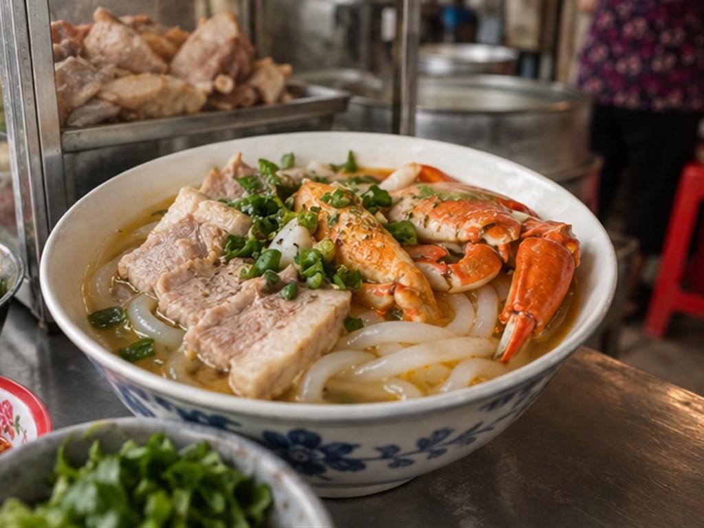 Bánh canh hải sản miền Trung nhấn vào độ tươi và vị nước dùng.