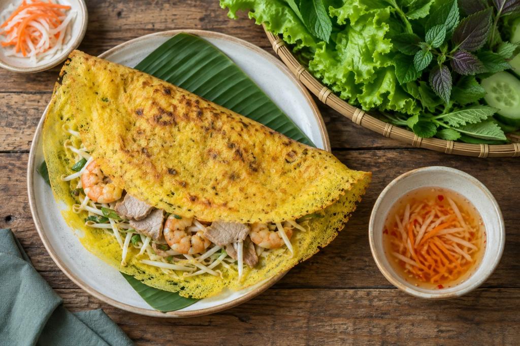 Gập và phục vụ bánh xèo