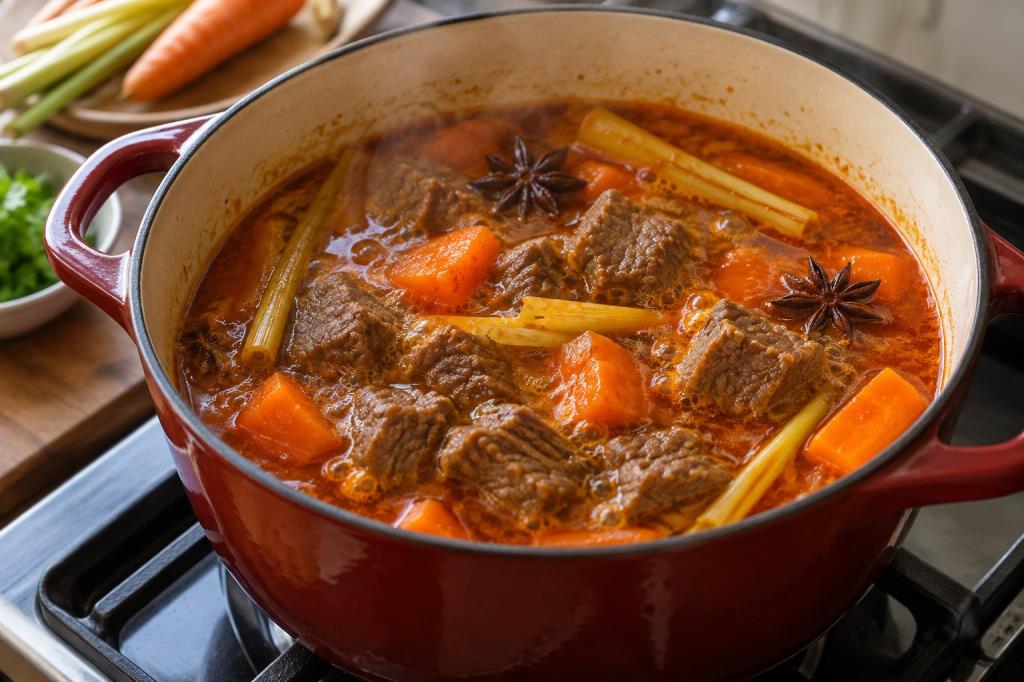 Bò kho hầm sôi nhẹ