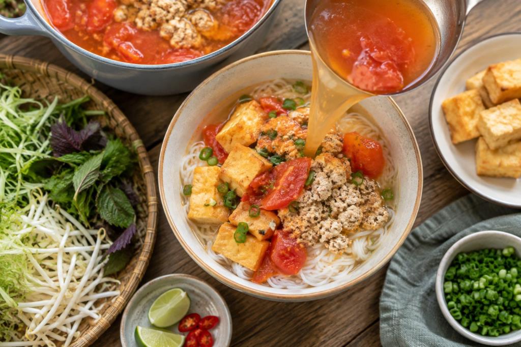 Hoàn thiện tô bún riêu