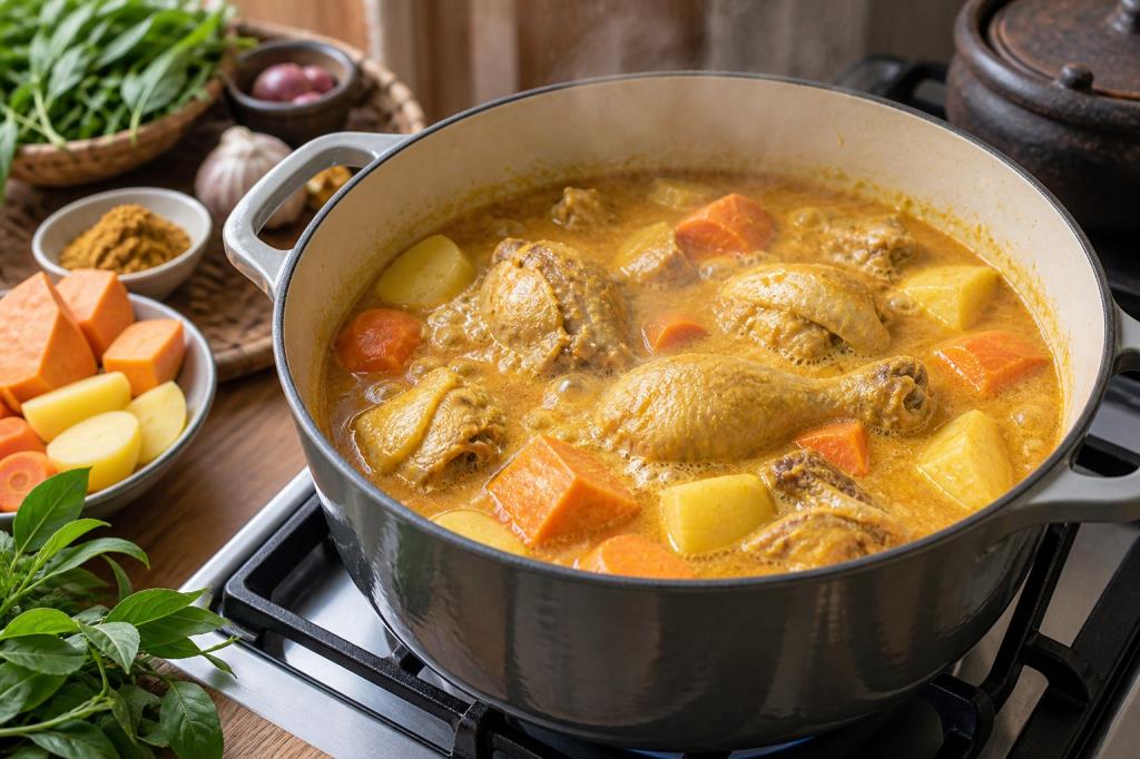 Cà ri gà sôi nhẹ