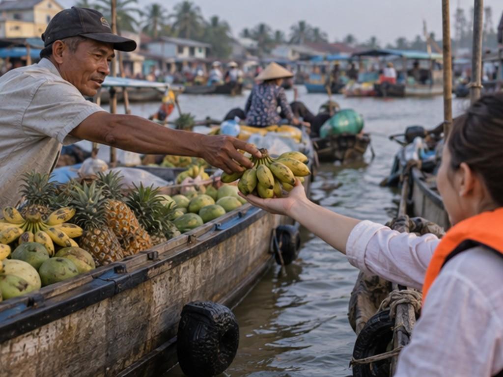 Bữa sáng trên thuyền nên được thưởng thức gọn gàng, không cản trở người bán.
