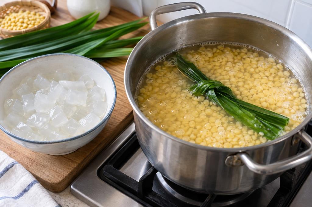 Cooking the mung bean sweet soup