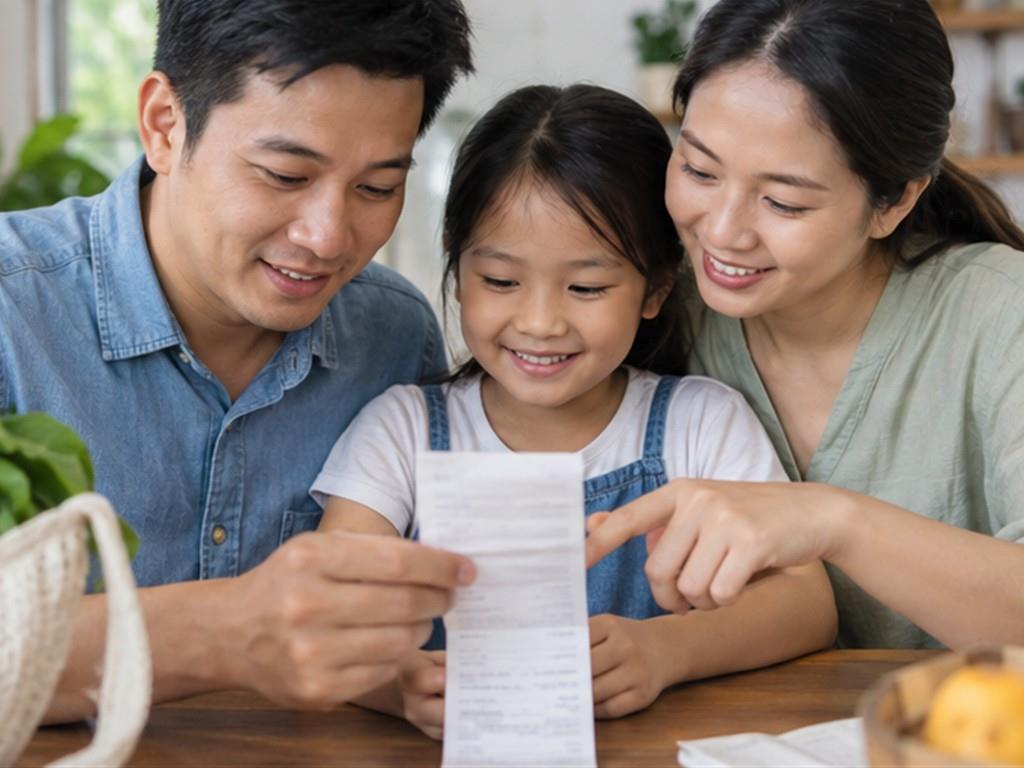Các lọ tiền trực quan giúp phân biệt dùng ngay, để dành và sẻ chia.