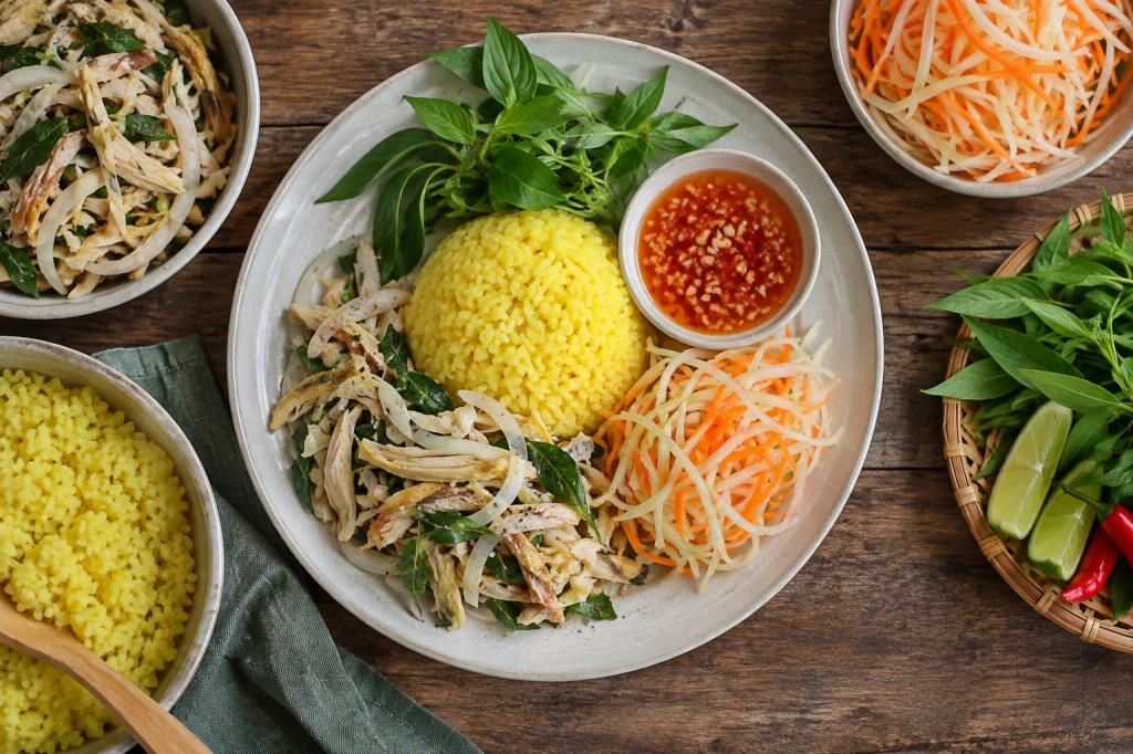 Hoàn thiện đĩa cơm gà