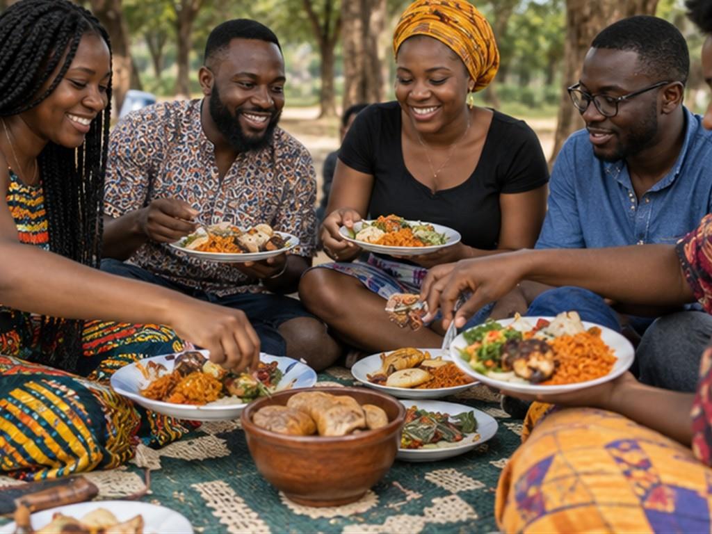 Jollof trở nên sống động nhất khi được ăn trong một cuộc gặp gỡ cộng đồng.