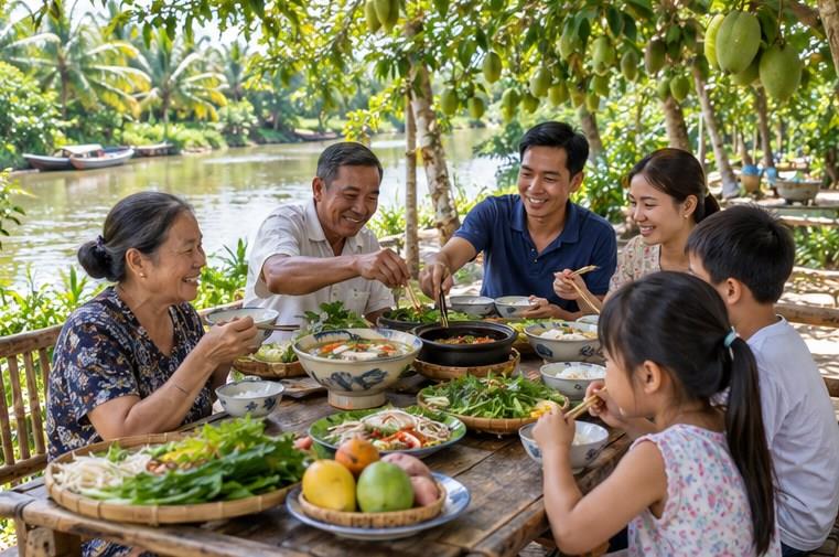 Rổ rau vườn phong phú trong bữa ăn miền Nam