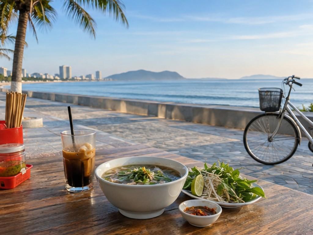 Buổi sáng Tuy Hòa có thể bắt đầu bằng bữa ăn địa phương và nhịp đi bộ ven biển.
