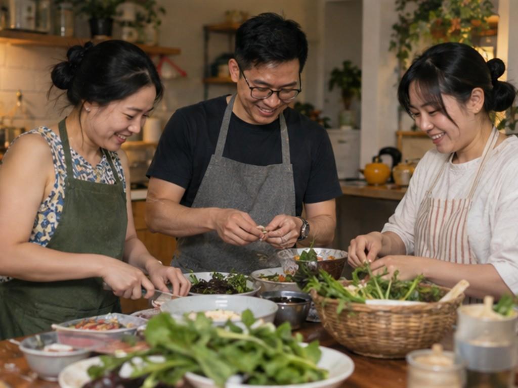 Cùng nấu ăn tạo ra cuộc trò chuyện tự nhiên trong ngày đoàn tụ.