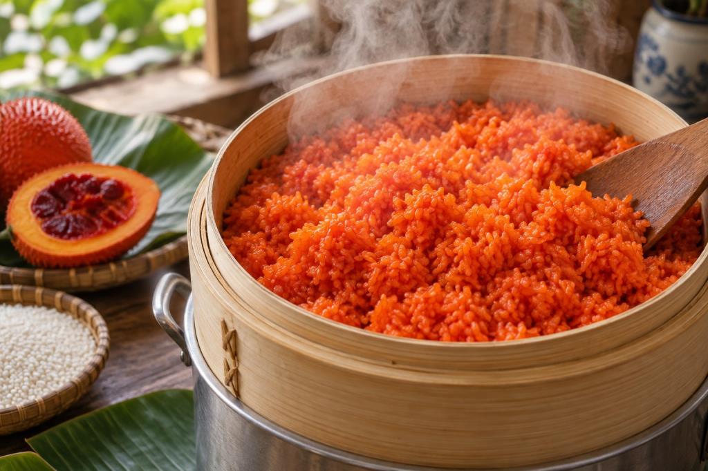 Hấp xôi gấc