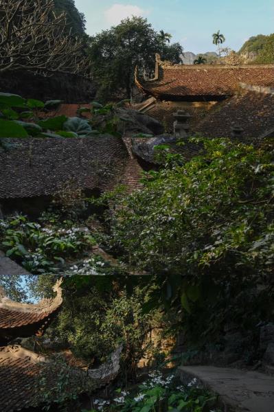 Góc nhìn đẹp của chùa Bích Động trong khu Tam Cốc từ cổng sau